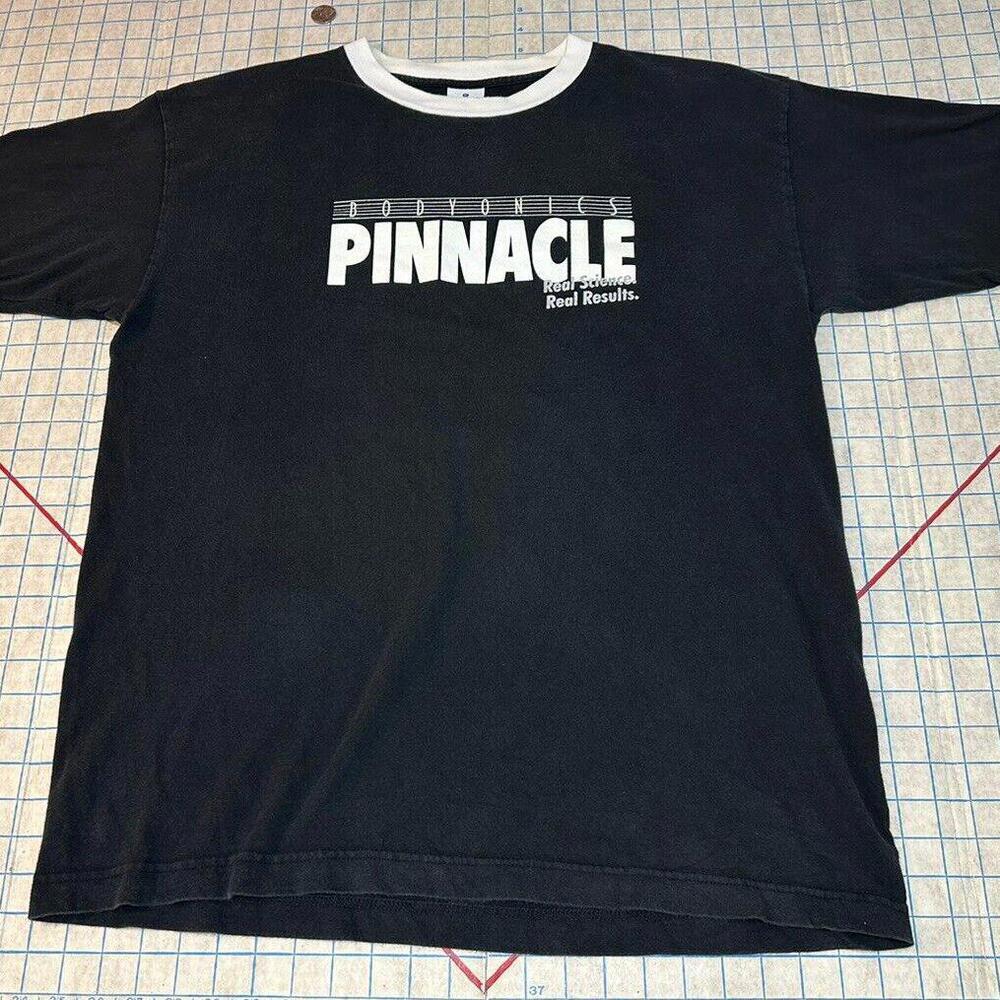 Vintage Heavyweight Bodyonics Pinnacle Gym T Shirt Men’s XL Ringer Black Golds